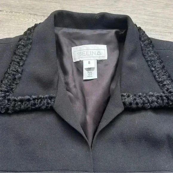 Selina | Black 100% new wool vintage blazer with curly lamb lining - Picture 6 of 14